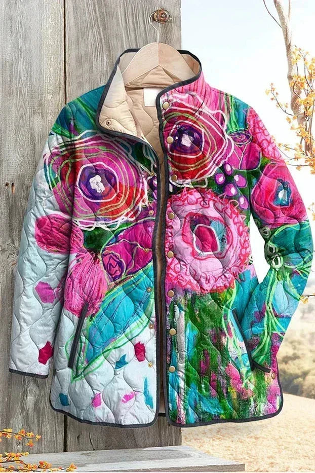 Astrid – Quilted Jacket with Large Floral Print