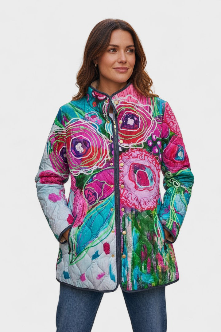 Astrid – Quilted Jacket with Large Floral Print