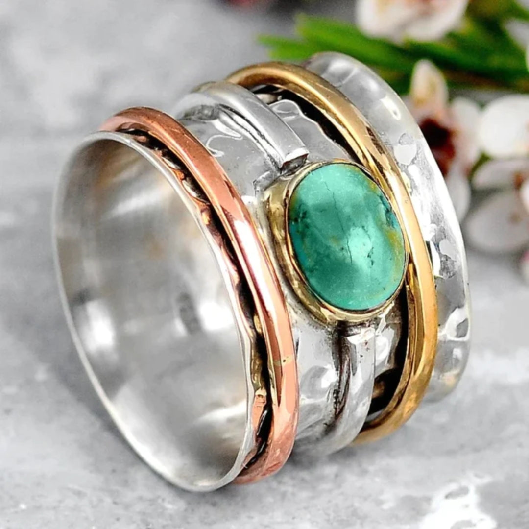 Coco - Vintage Gold &amp; Silver Turquoise Ring