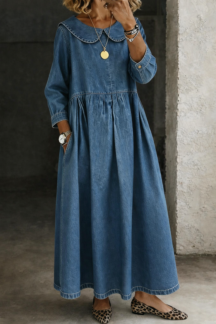Manon | Denim Dress with Peter Pan Collar