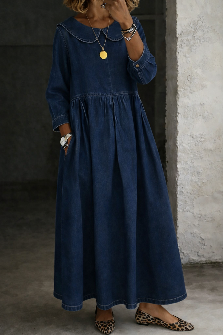Manon | Denim Dress with Peter Pan Collar