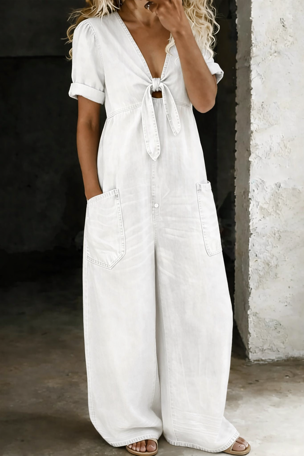 Garance | Denim Jumpsuit with V-Neck