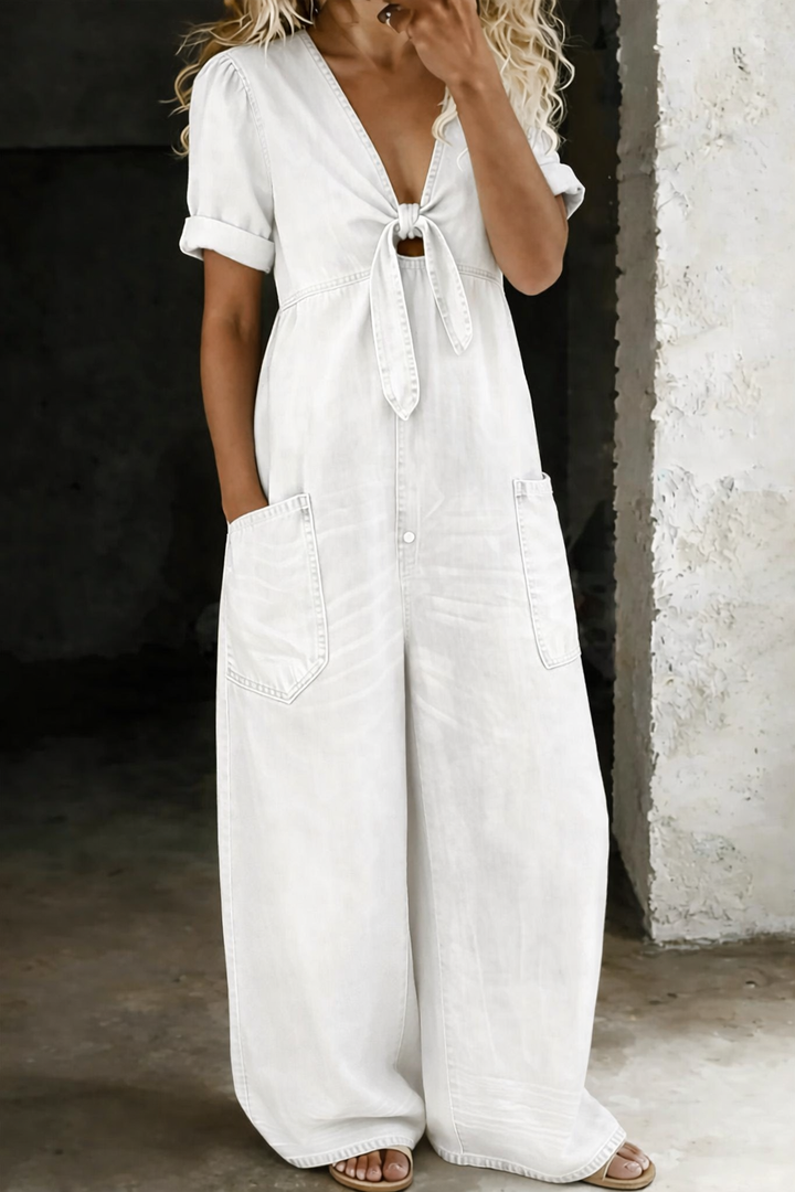 Garance | Denim Jumpsuit with V-Neck