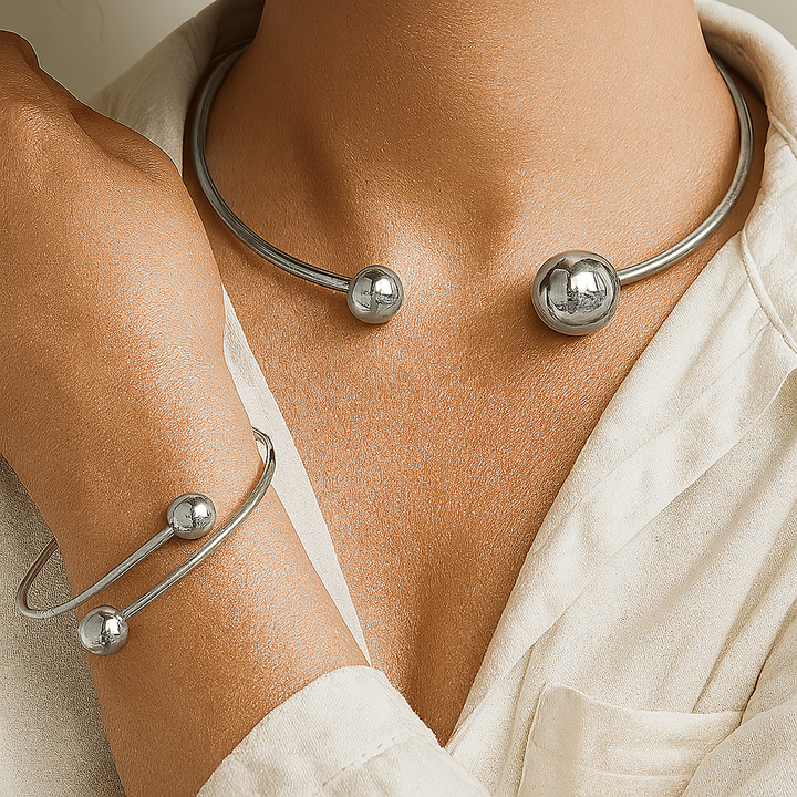 Set of Luminous Minimalist Necklace and Bracelet