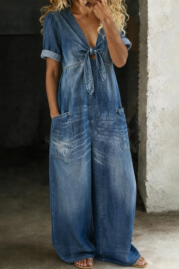 Garance | Denim Jumpsuit with V-Neck