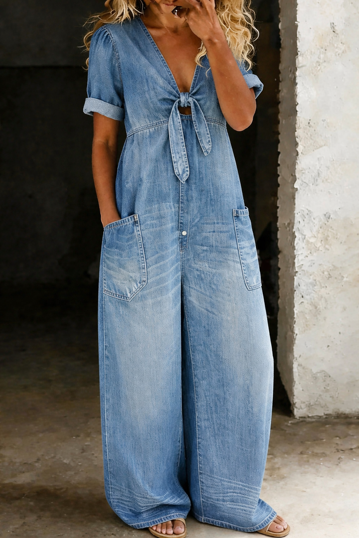 Garance | Denim Jumpsuit with V-Neck