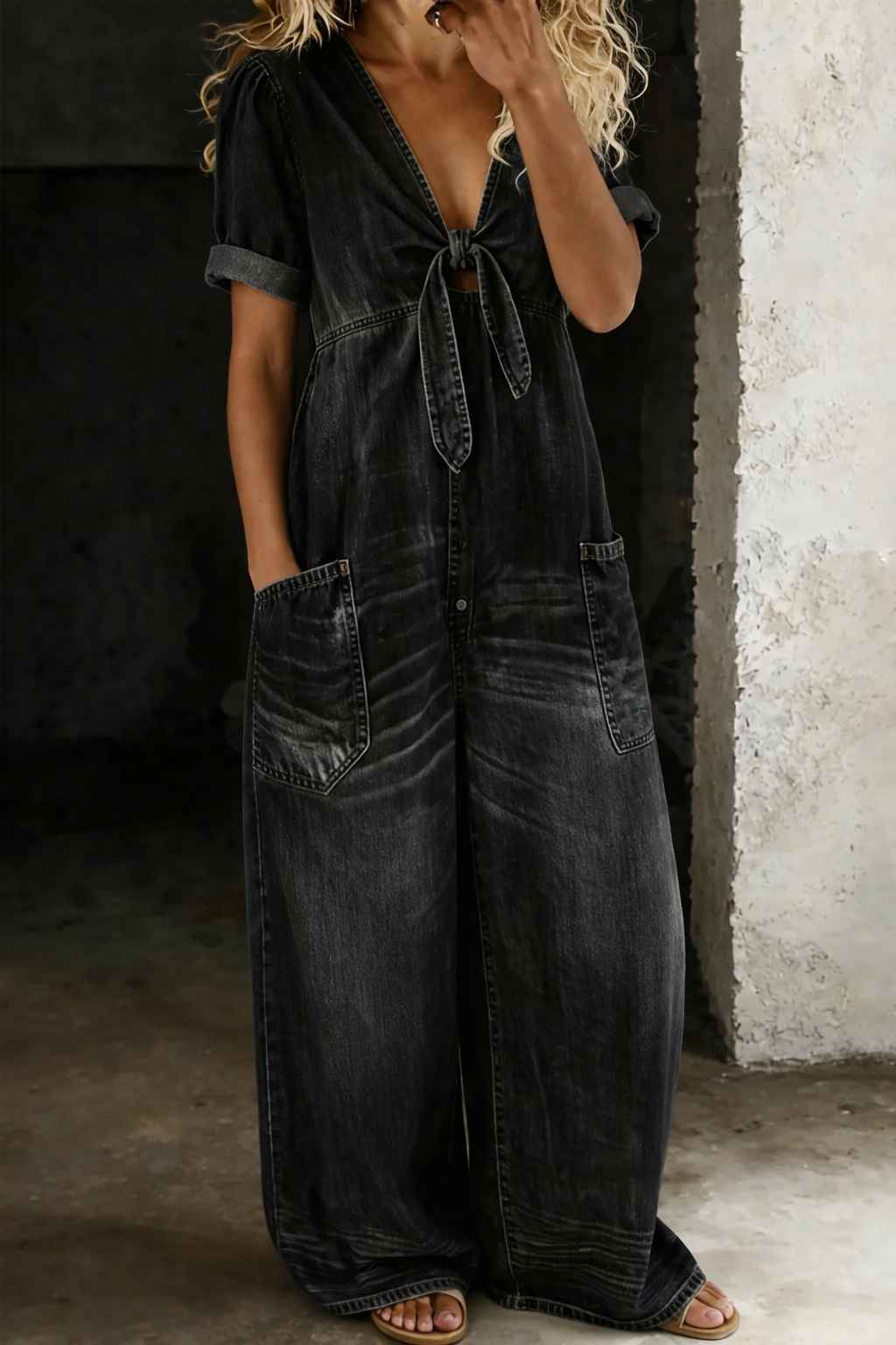 Garance | Denim Jumpsuit with V-Neck