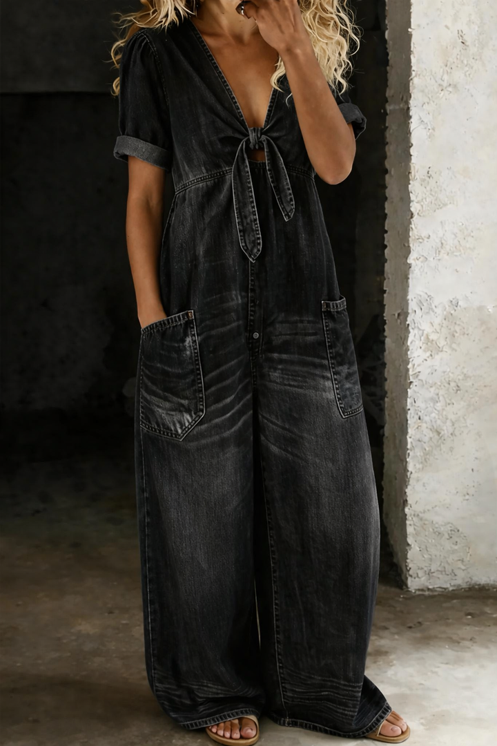 Garance | Denim Jumpsuit with V-Neck
