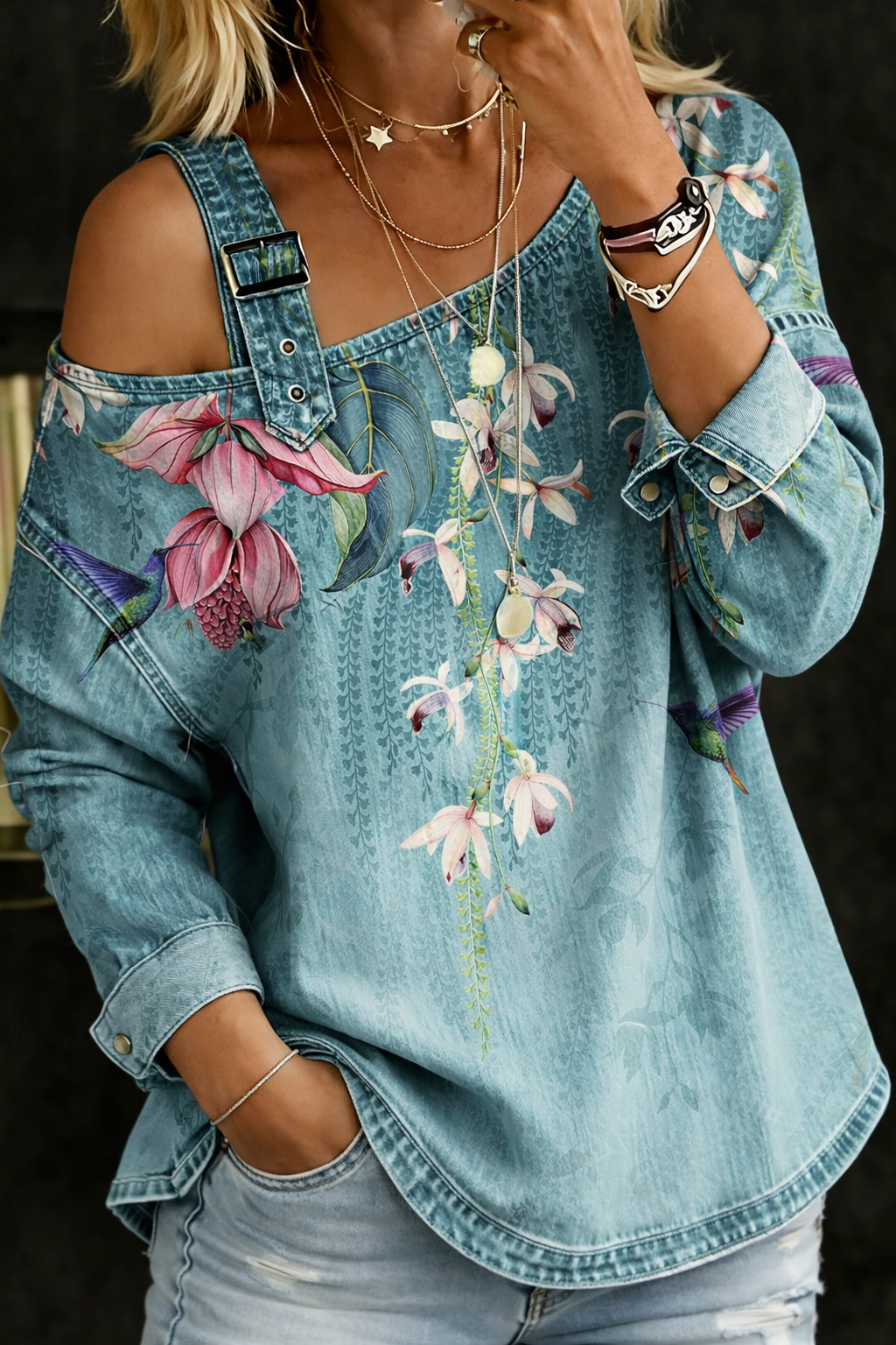 Loane | Off-the-shoulder Denim Top