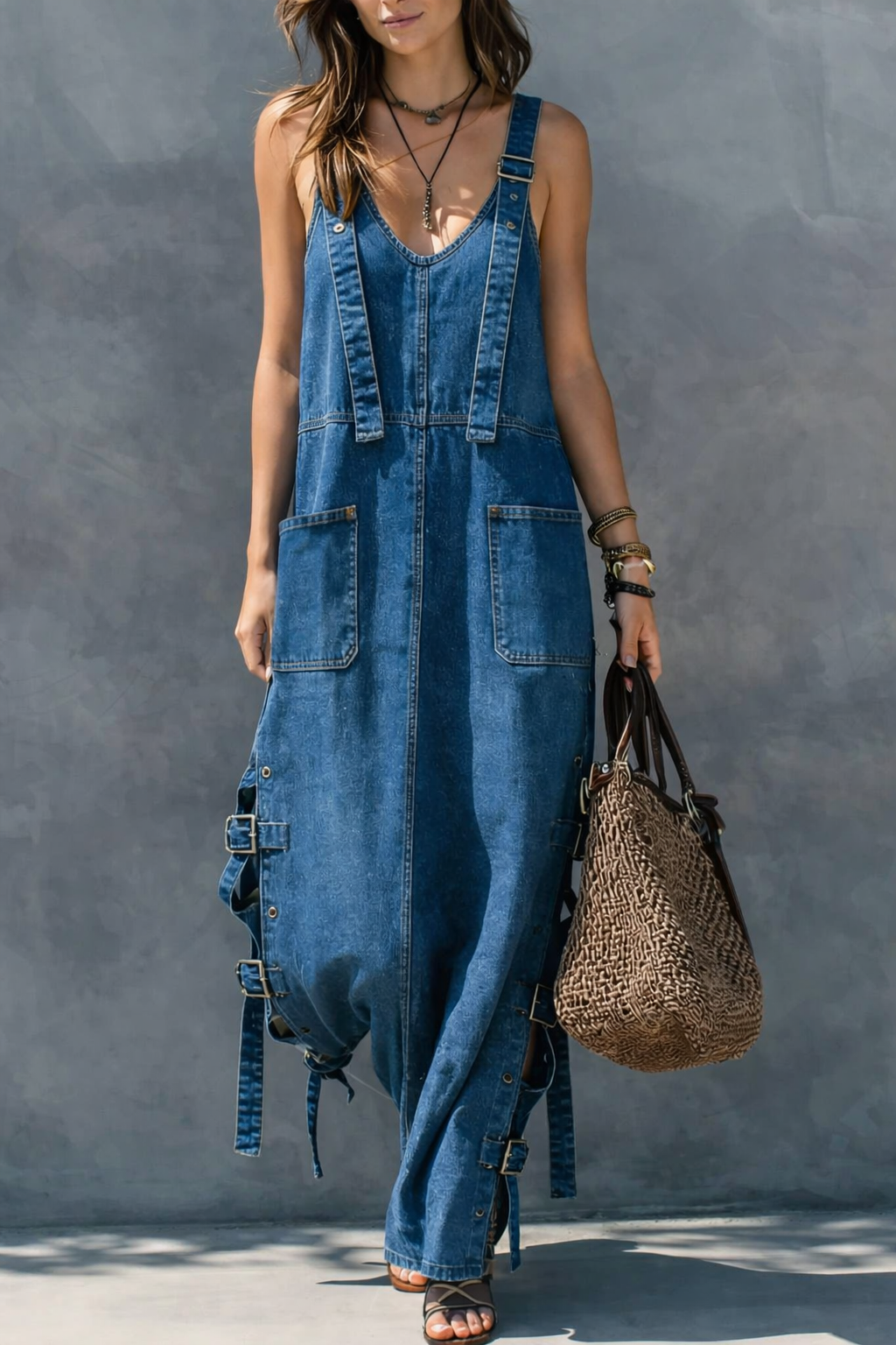 Joséphine | Denim Jumpsuit with Elastic Waist