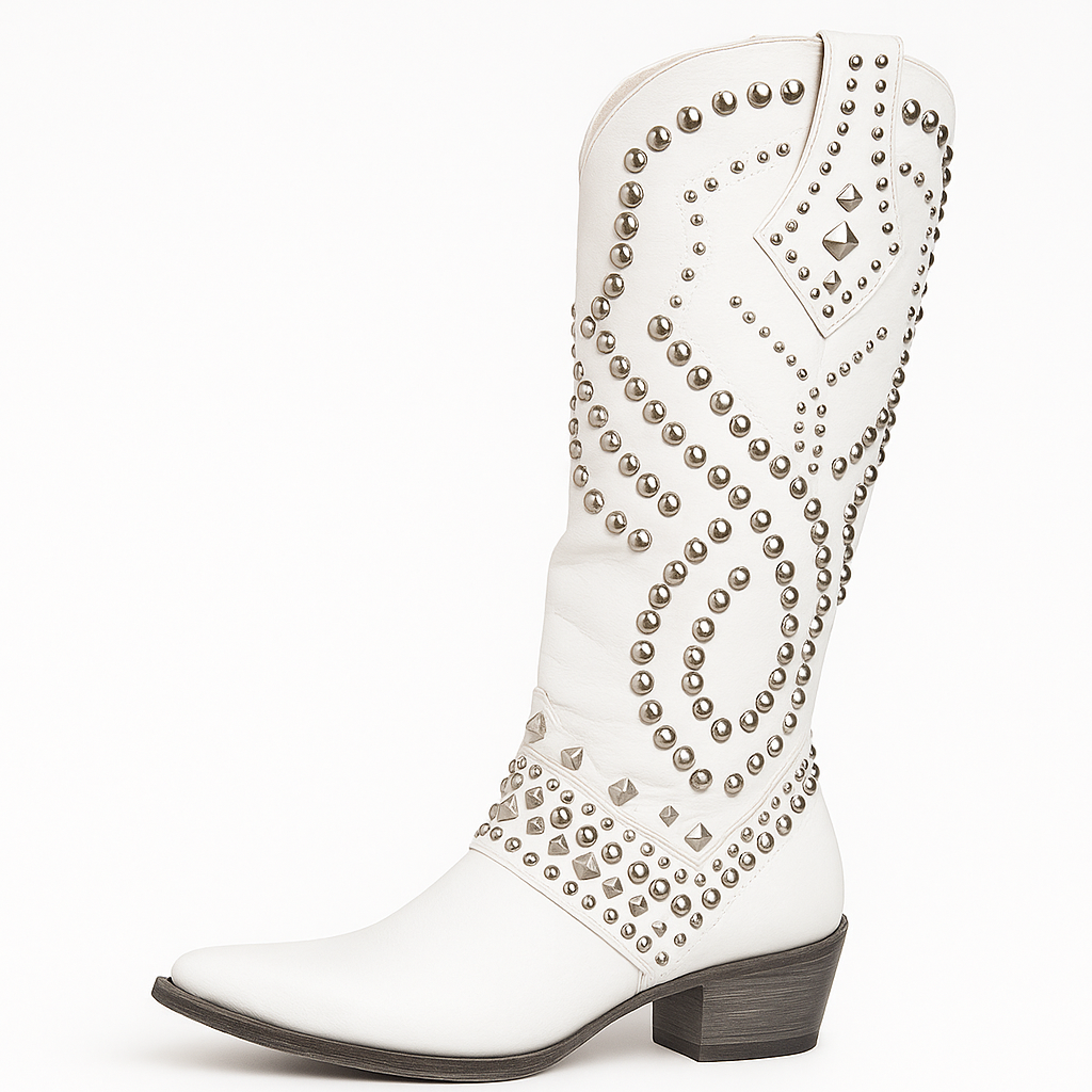 Inès | Knee-High Western Boots with Studs