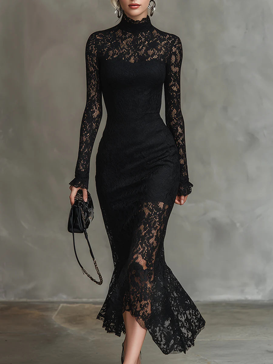Jeanne | Elegant Lace Maxi Dress with Mermaid Hem