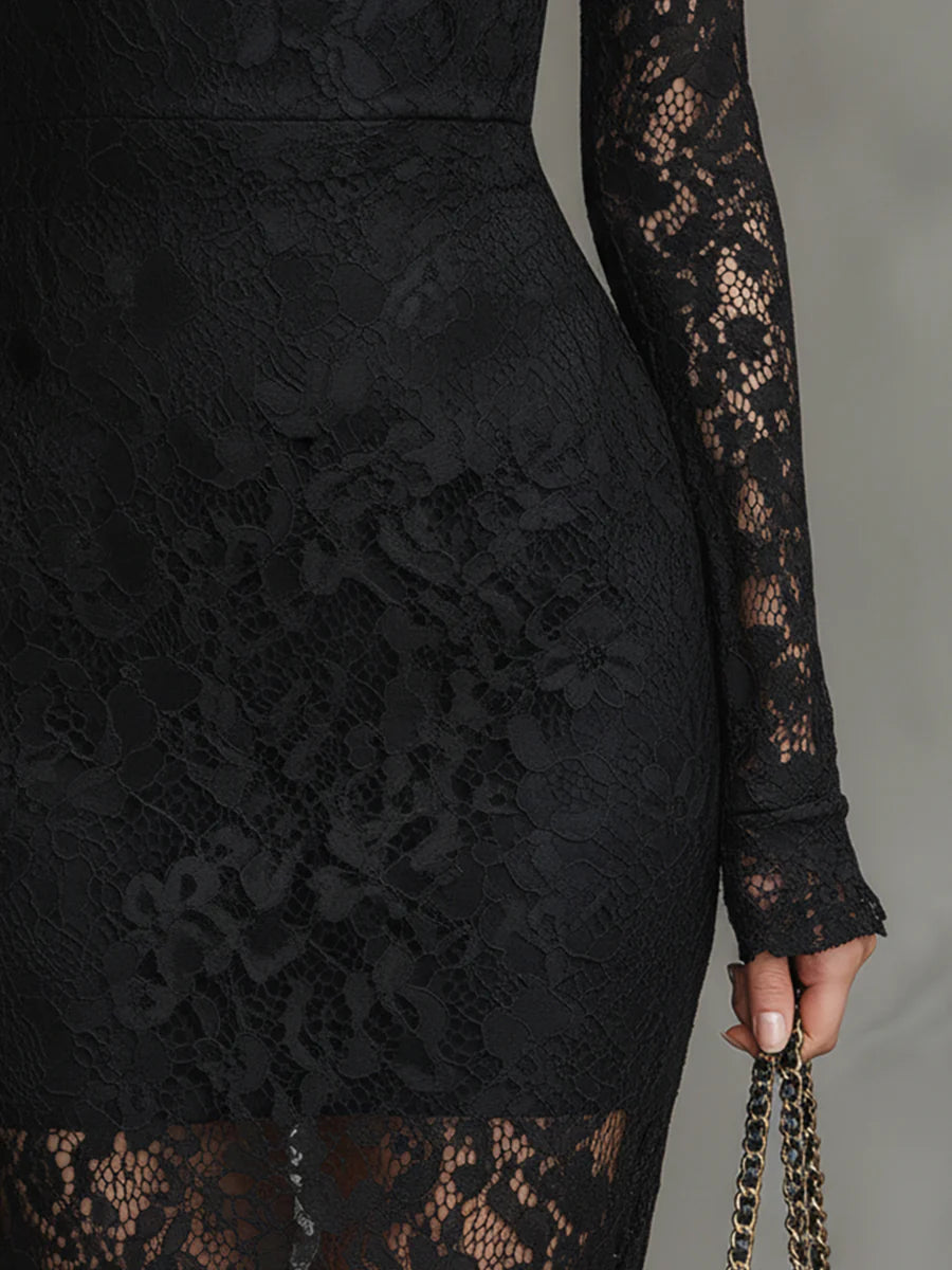 Jeanne | Elegant Lace Maxi Dress with Mermaid Hem