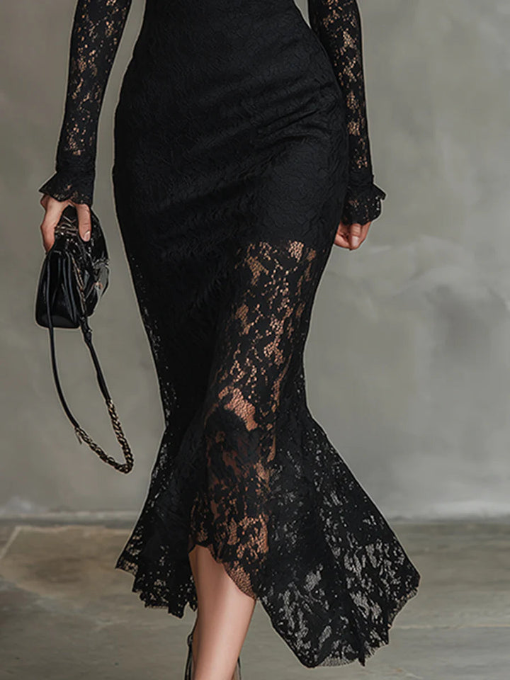 Jeanne | Elegant Lace Maxi Dress with Mermaid Hem