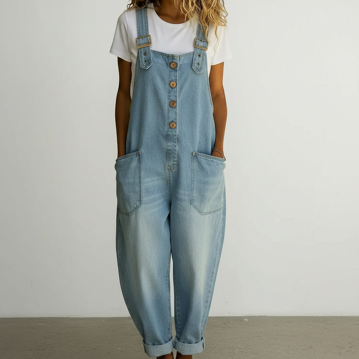 Maïwenn | Vintage Cotton Soft Denim Effect Dungarees