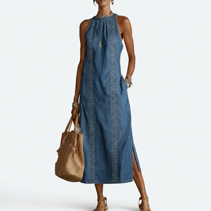Soline | Denim Dress with Retro Lace