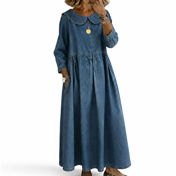 Manon | Denim Dress with Peter Pan Collar