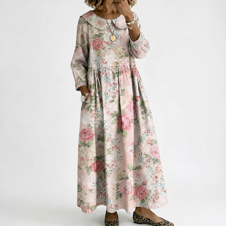 Margot | Floral Collar Denim Dress