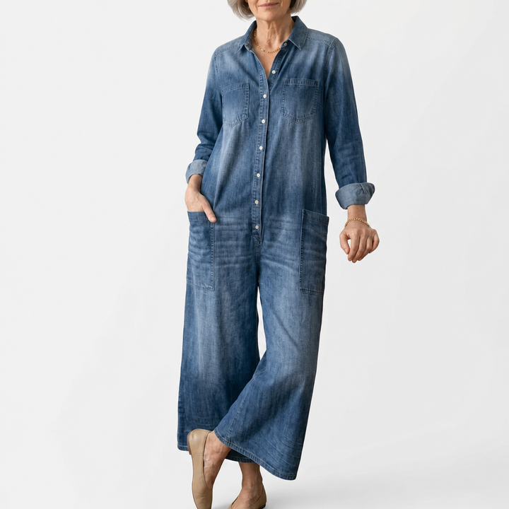 Anaïs | Vintage Denim Buttoned Jumpsuit
