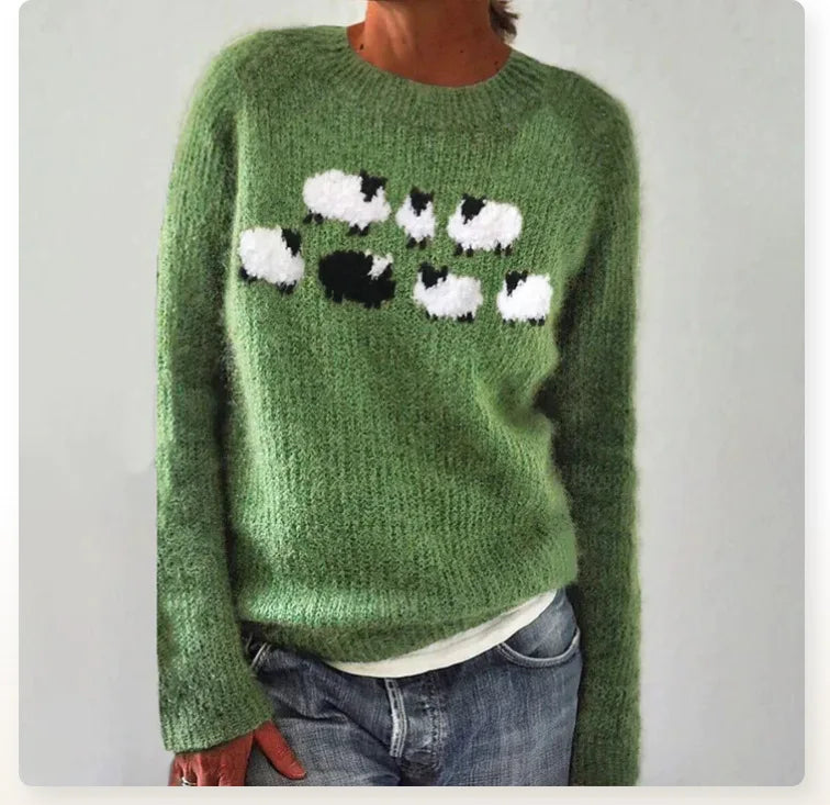 Bianca | Grey Jumper with Sheep Motif