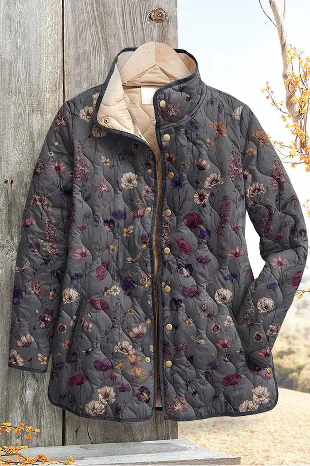 Lada – Quilted Jacket with Delicate Floral Print