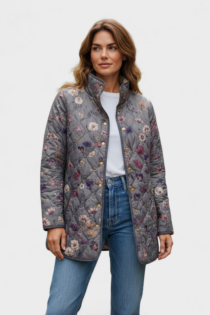 Lada – Quilted Jacket with Delicate Floral Print