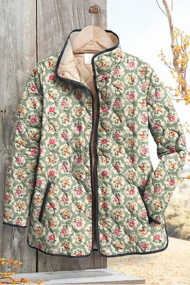 Maja – Quilted Jacket with Small Floral Pattern