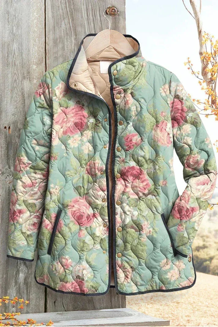 Mathilde – Quilted Jacket with Rose Pattern