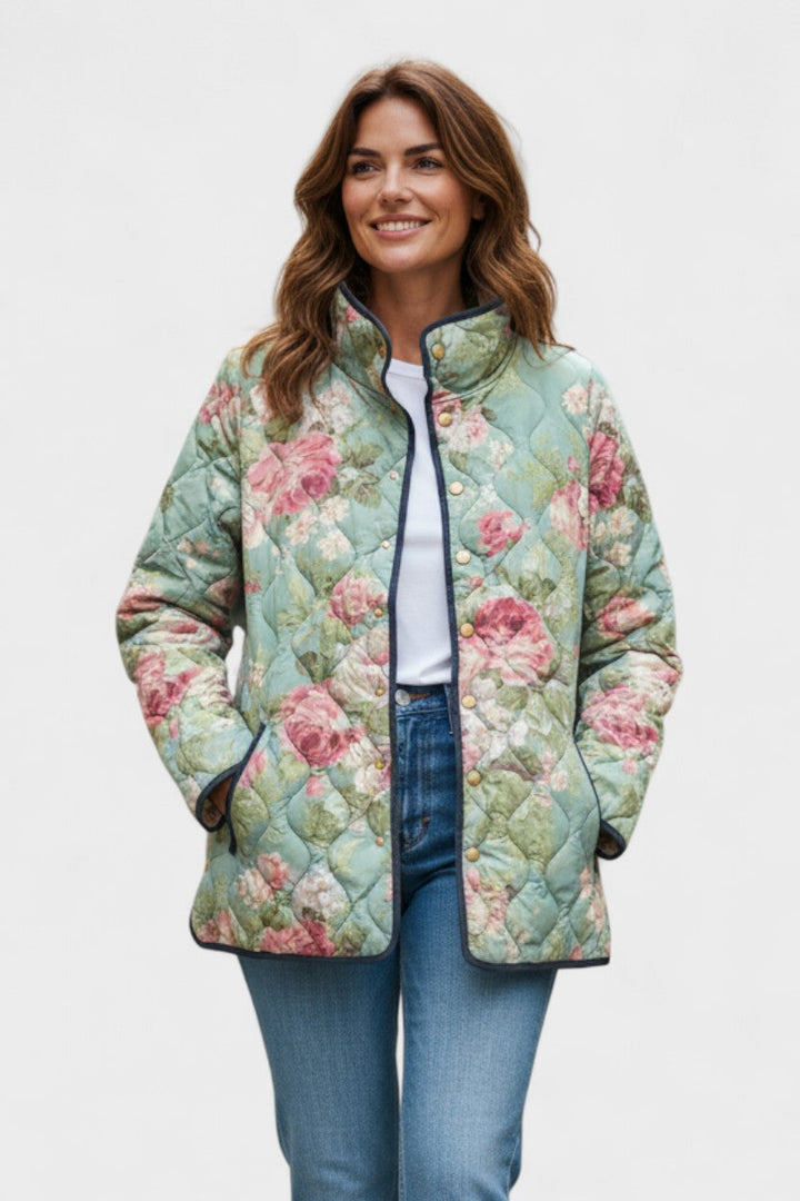 Mathilde – Quilted Jacket with Rose Pattern