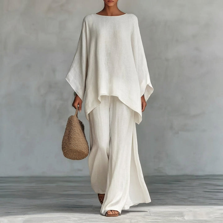 Cristina | Two-Piece Long Sleeve Set with Wide Trousers