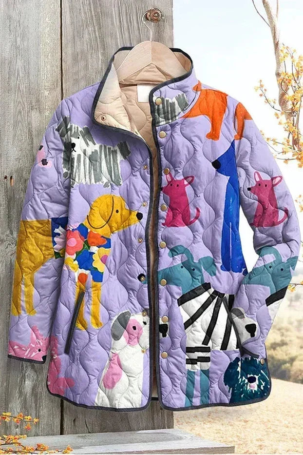 Mila – Padded Jacket with Cat Motif