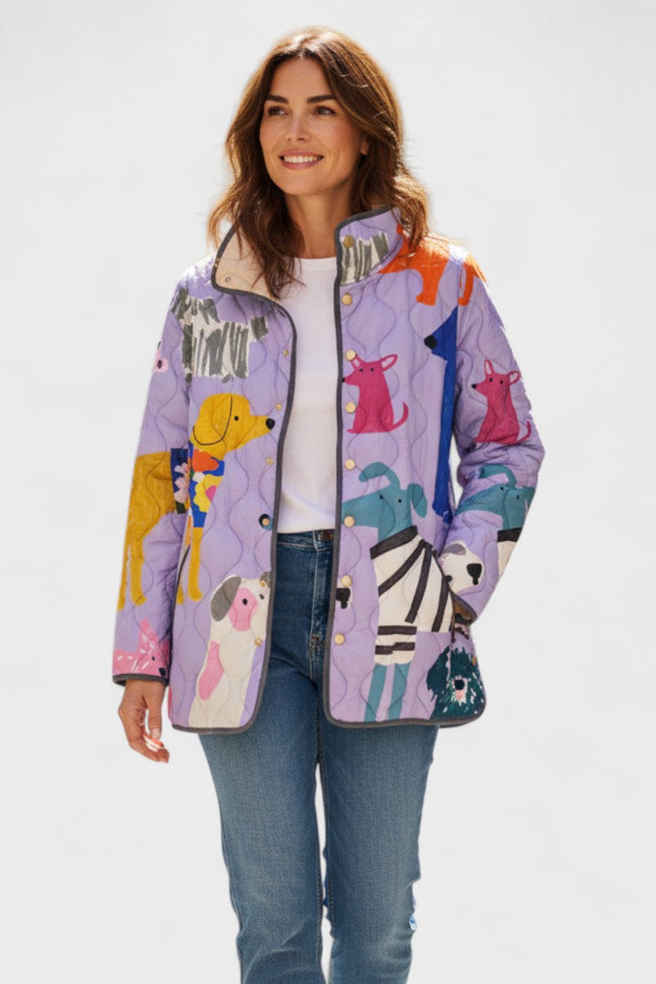 Mila – Padded Jacket with Cat Motif