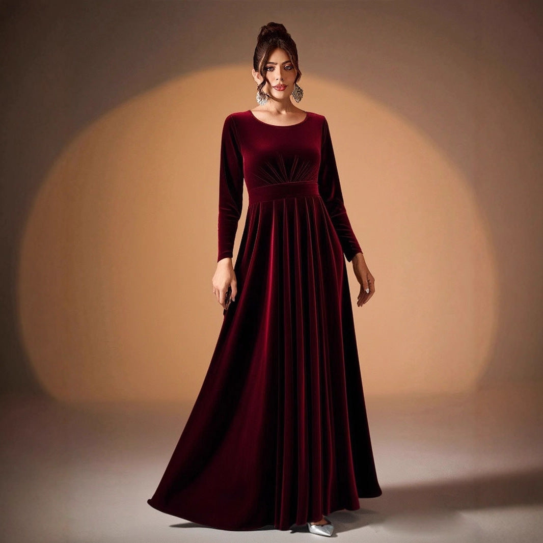 Béatrice | Velvet Maxi Dress with Long Sleeves