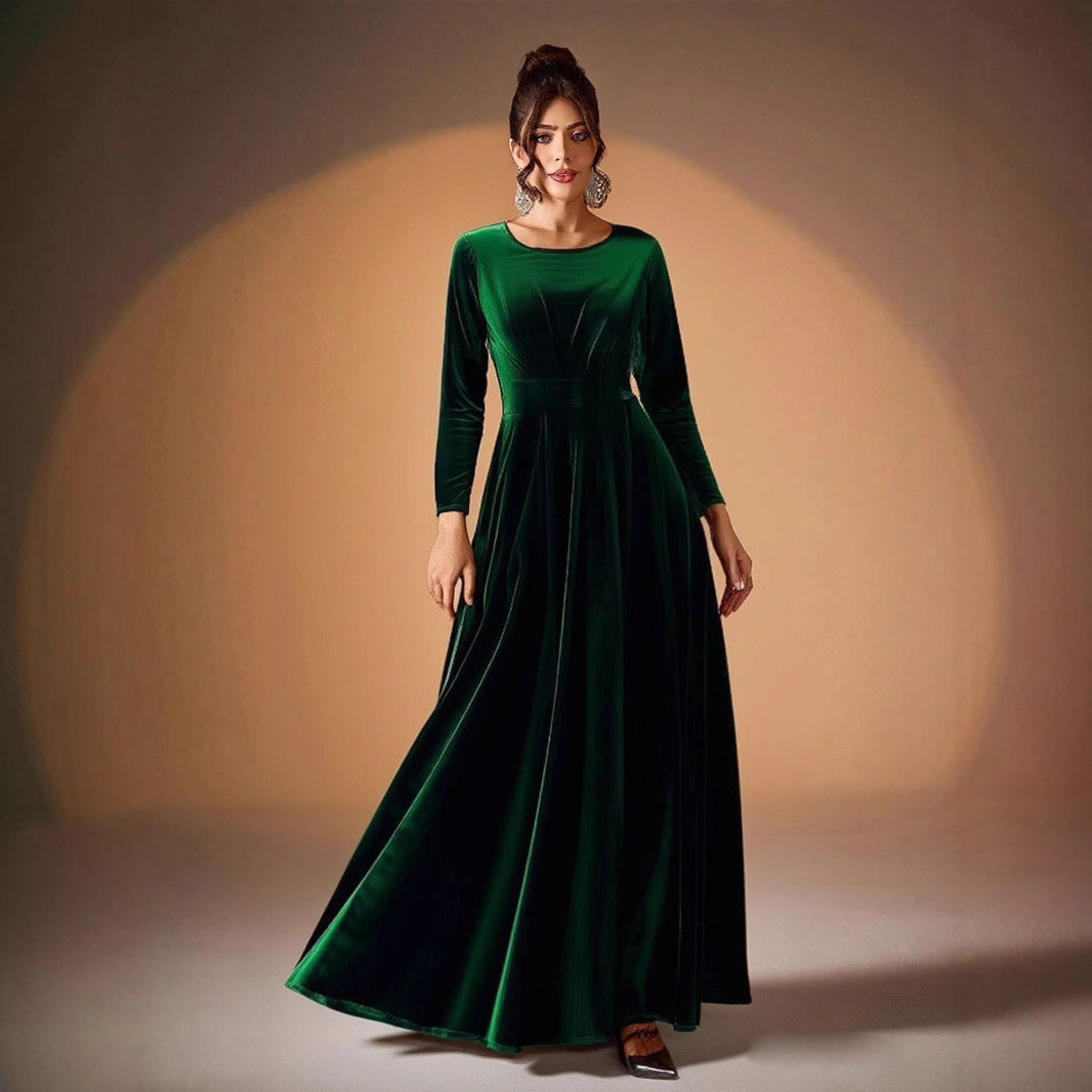 Béatrice | Velvet Maxi Dress with Long Sleeves