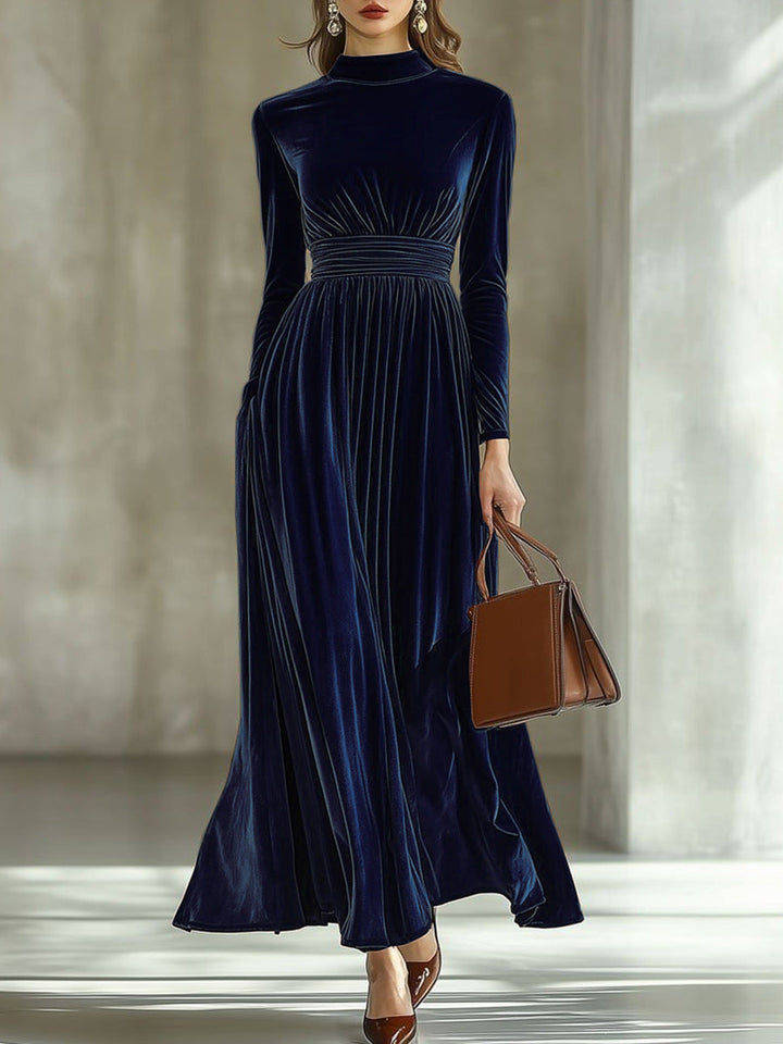 Marie | Pleated Velvet Maxi Dress