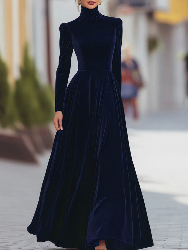 Éléonore | Velvet Maxi Dress with High Neck