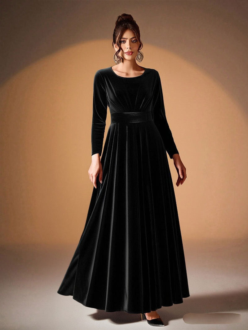 Béatrice | Velvet Maxi Dress with Long Sleeves
