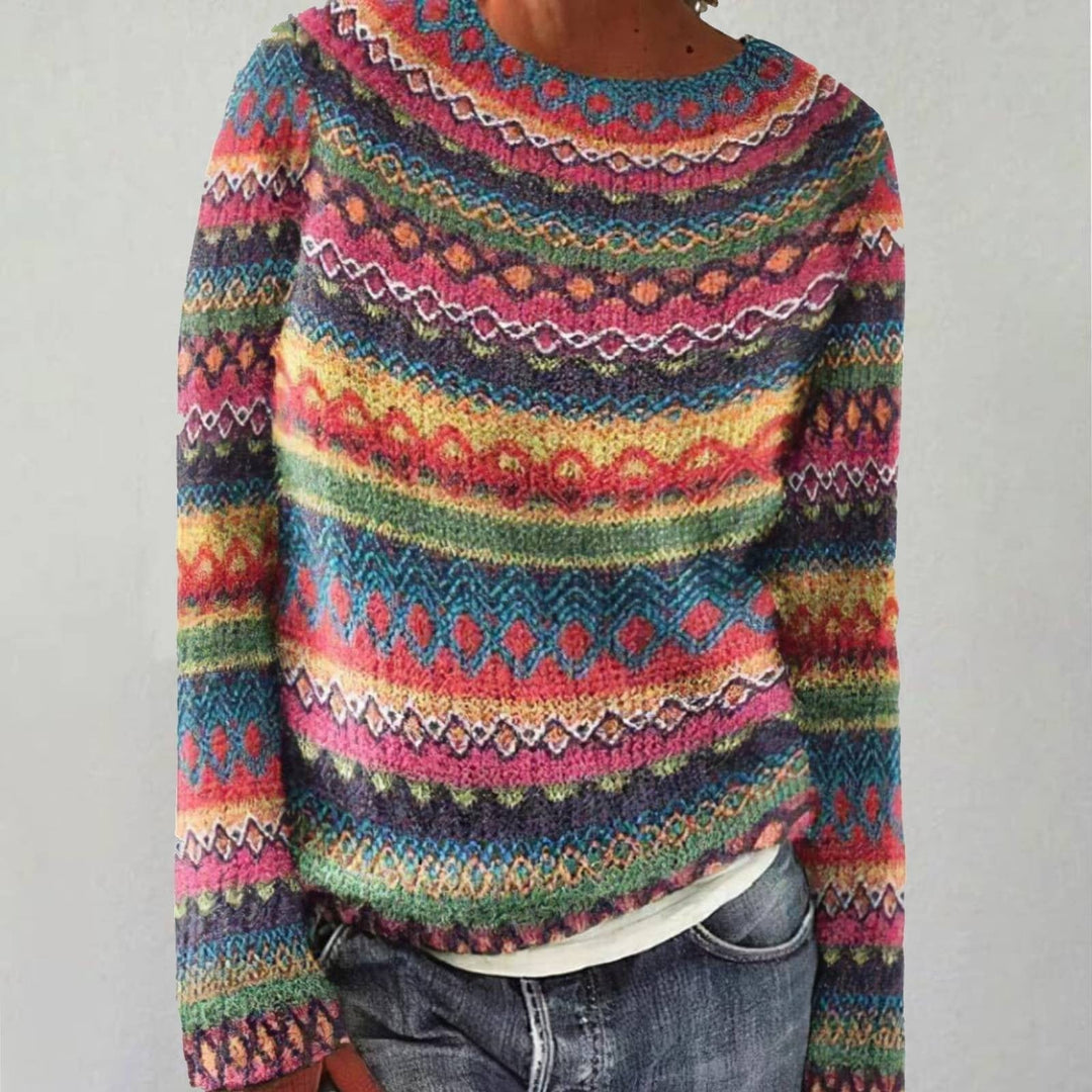Brita | Colourful Retro Sweater with Norwegian Pattern