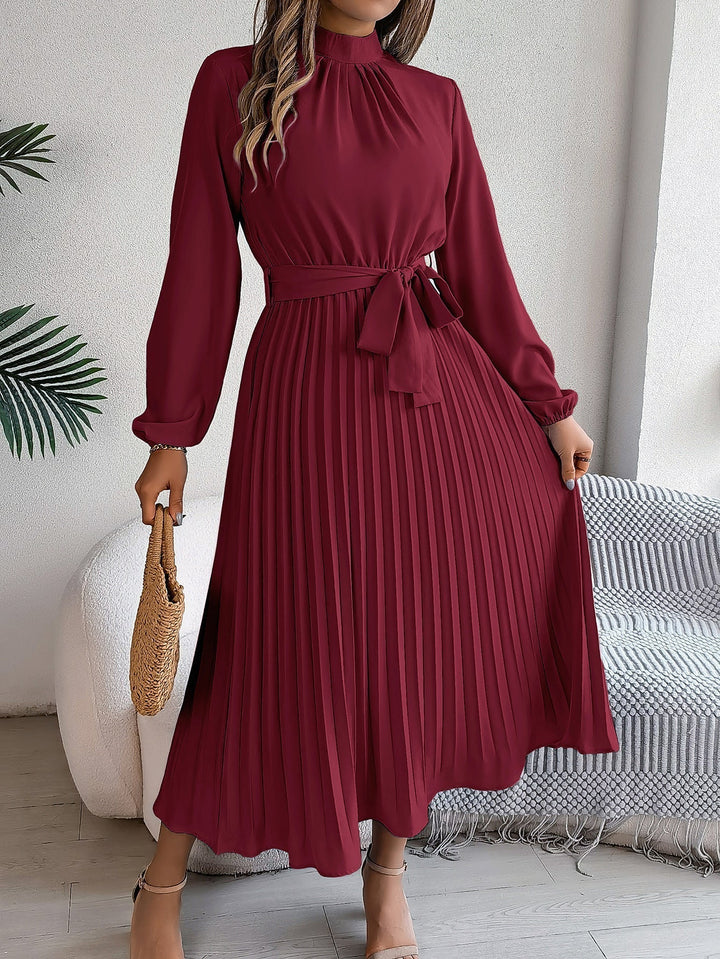 Martine | Belted Pleated Maxi Dress