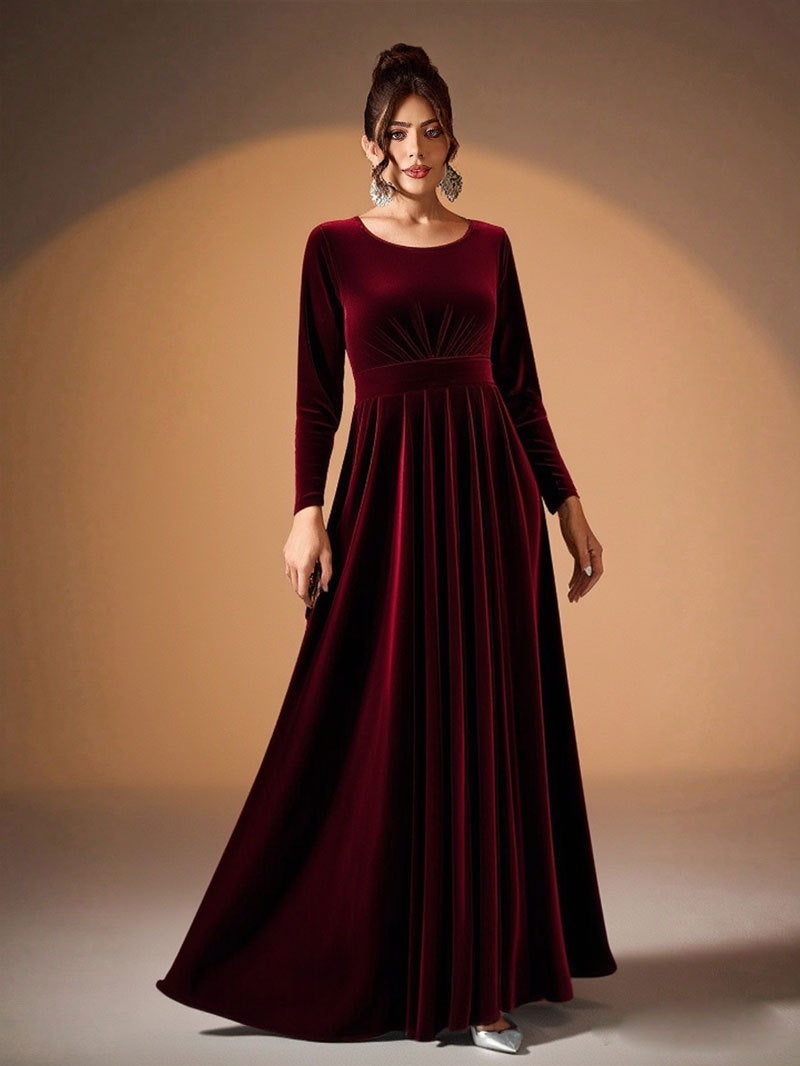 Béatrice | Velvet Maxi Dress with Long Sleeves