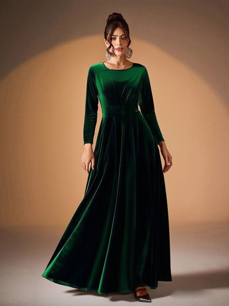 Béatrice | Velvet Maxi Dress with Long Sleeves