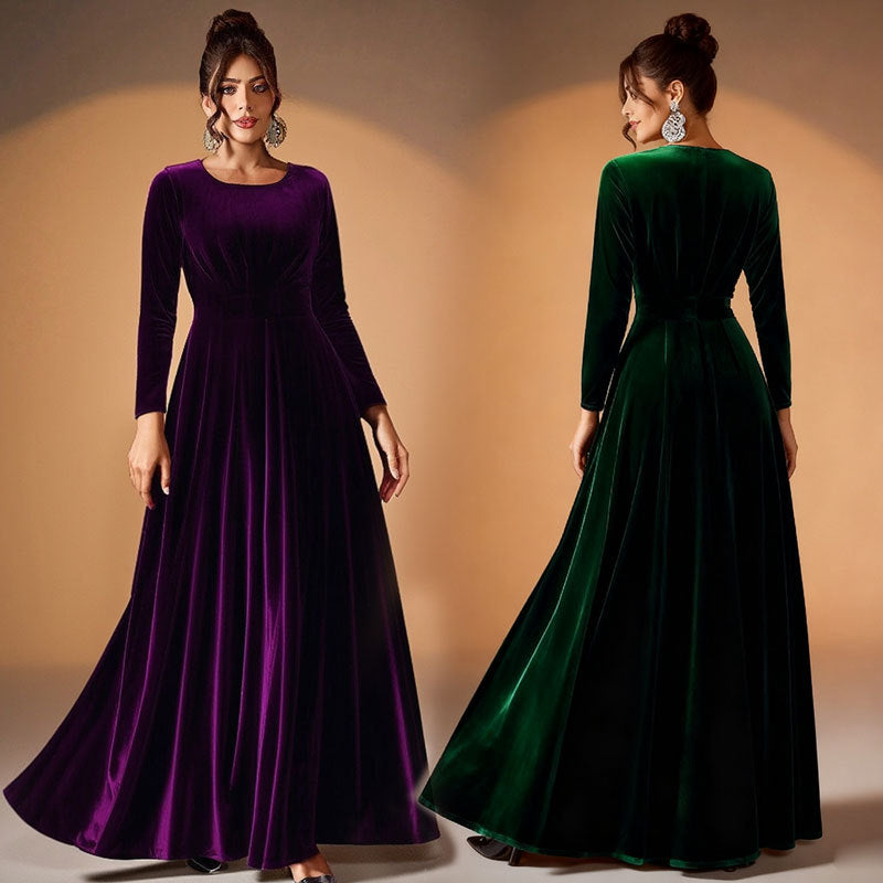 Béatrice | Velvet Maxi Dress with Long Sleeves
