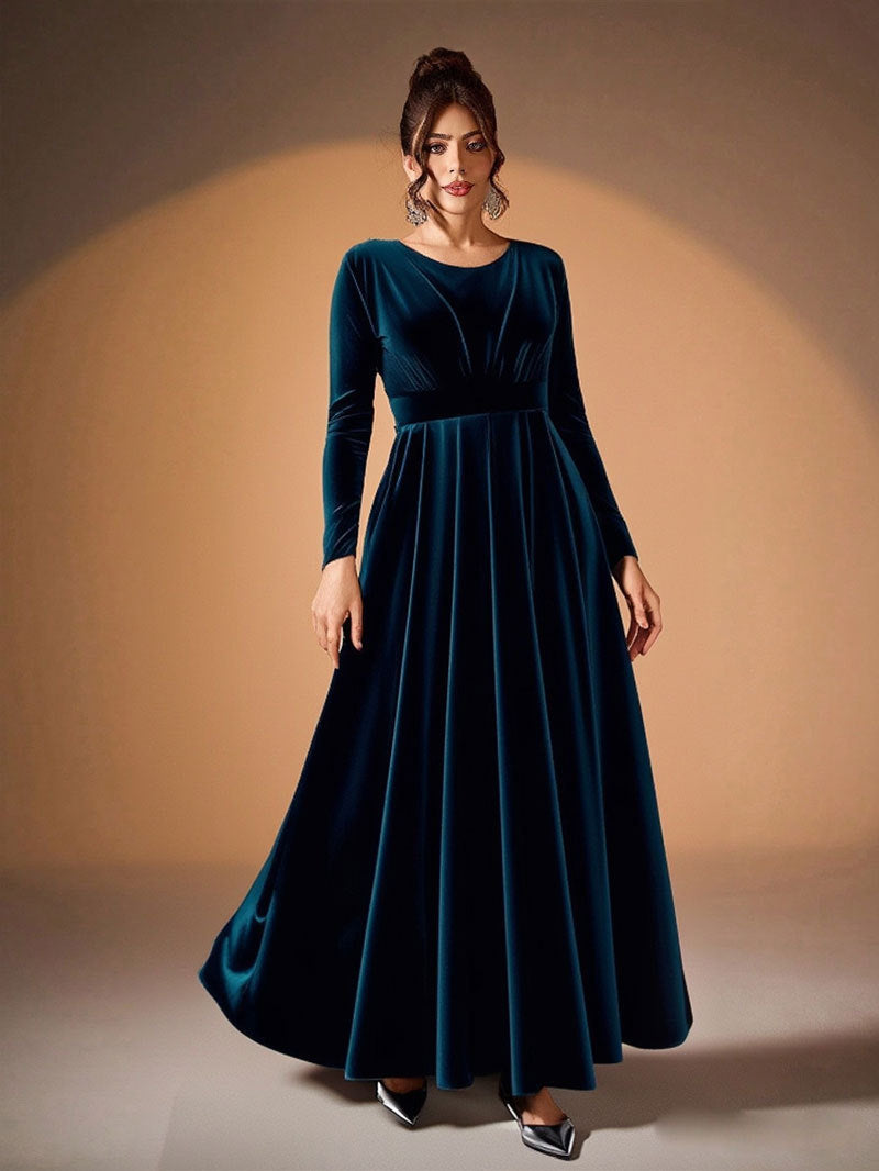 Béatrice | Velvet Maxi Dress with Long Sleeves