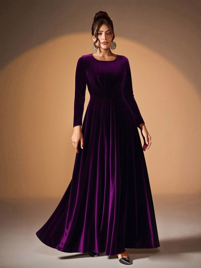 Béatrice | Velvet Maxi Dress with Long Sleeves