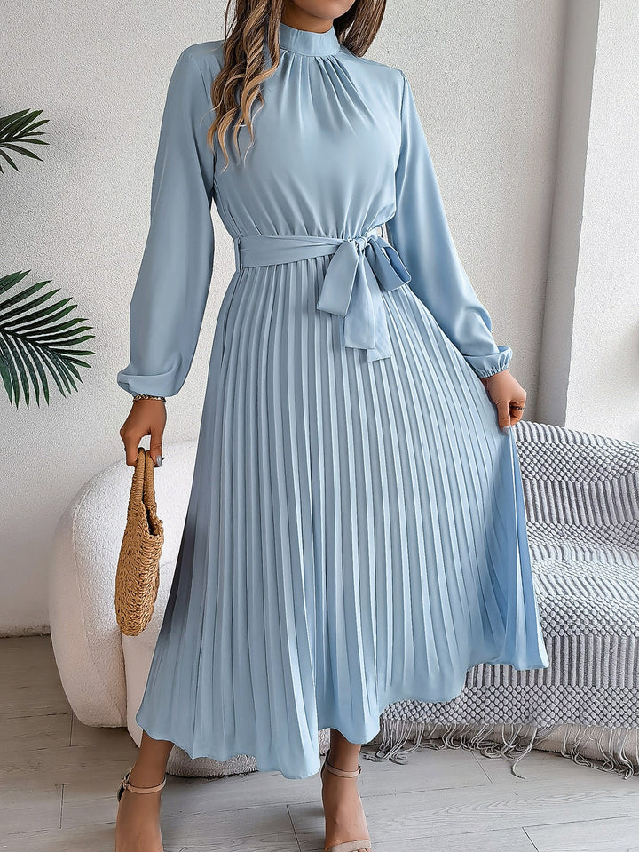 Martine | Belted Pleated Maxi Dress