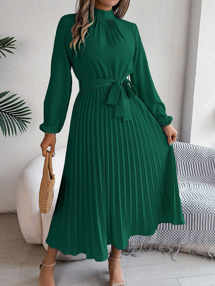 Martine | Belted Pleated Maxi Dress