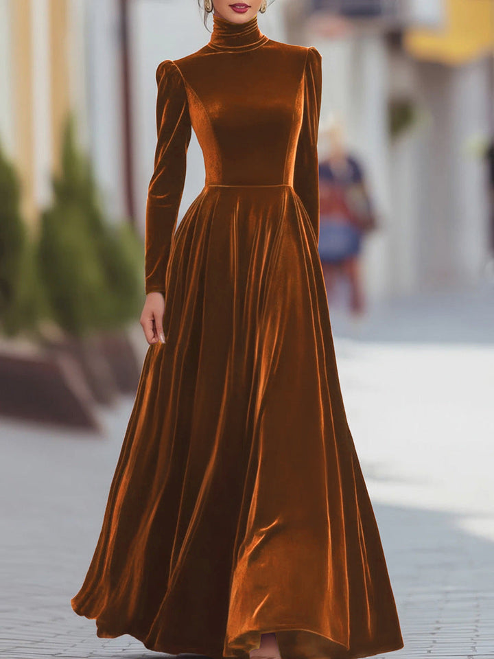 Éléonore | Velvet Maxi Dress with High Neck