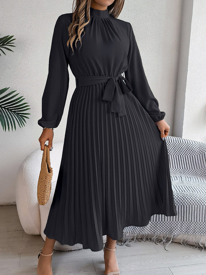 Martine | Belted Pleated Maxi Dress
