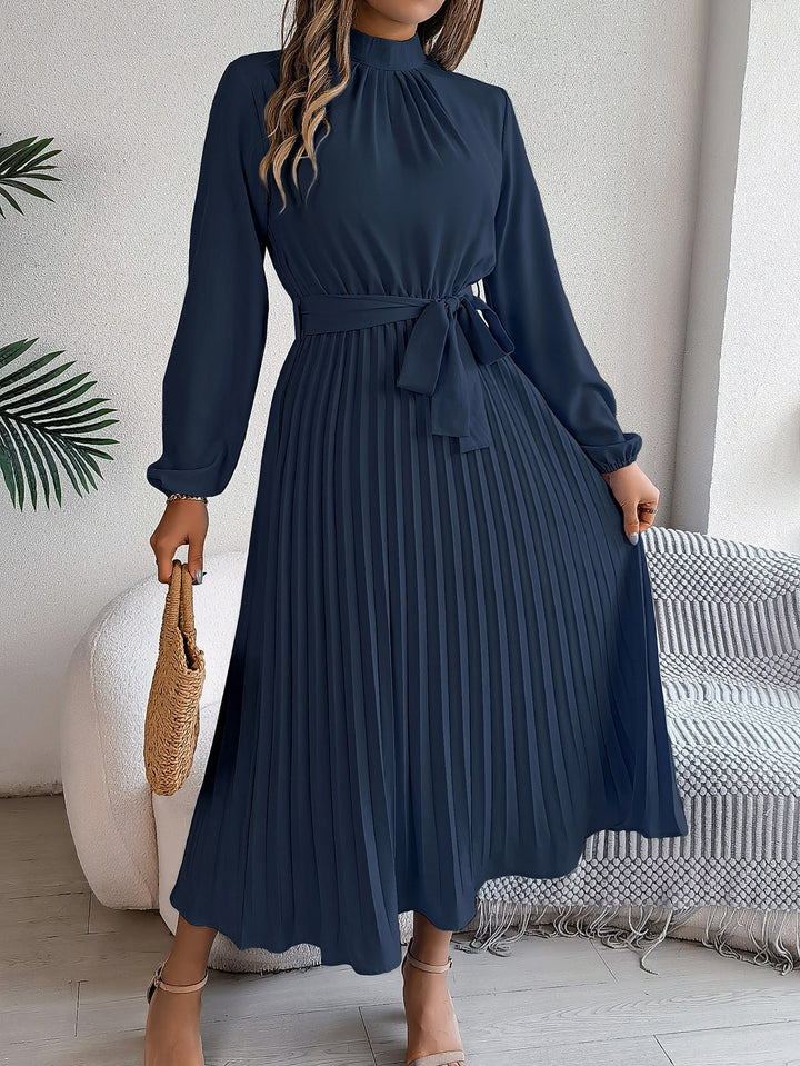 Martine | Belted Pleated Maxi Dress