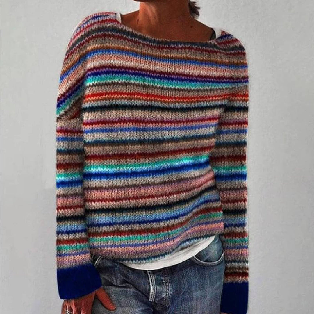 Essi | Colourful Retro Jumper with Stripe Pattern
